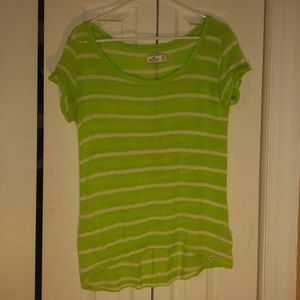 Hollister Striped neon green and white top